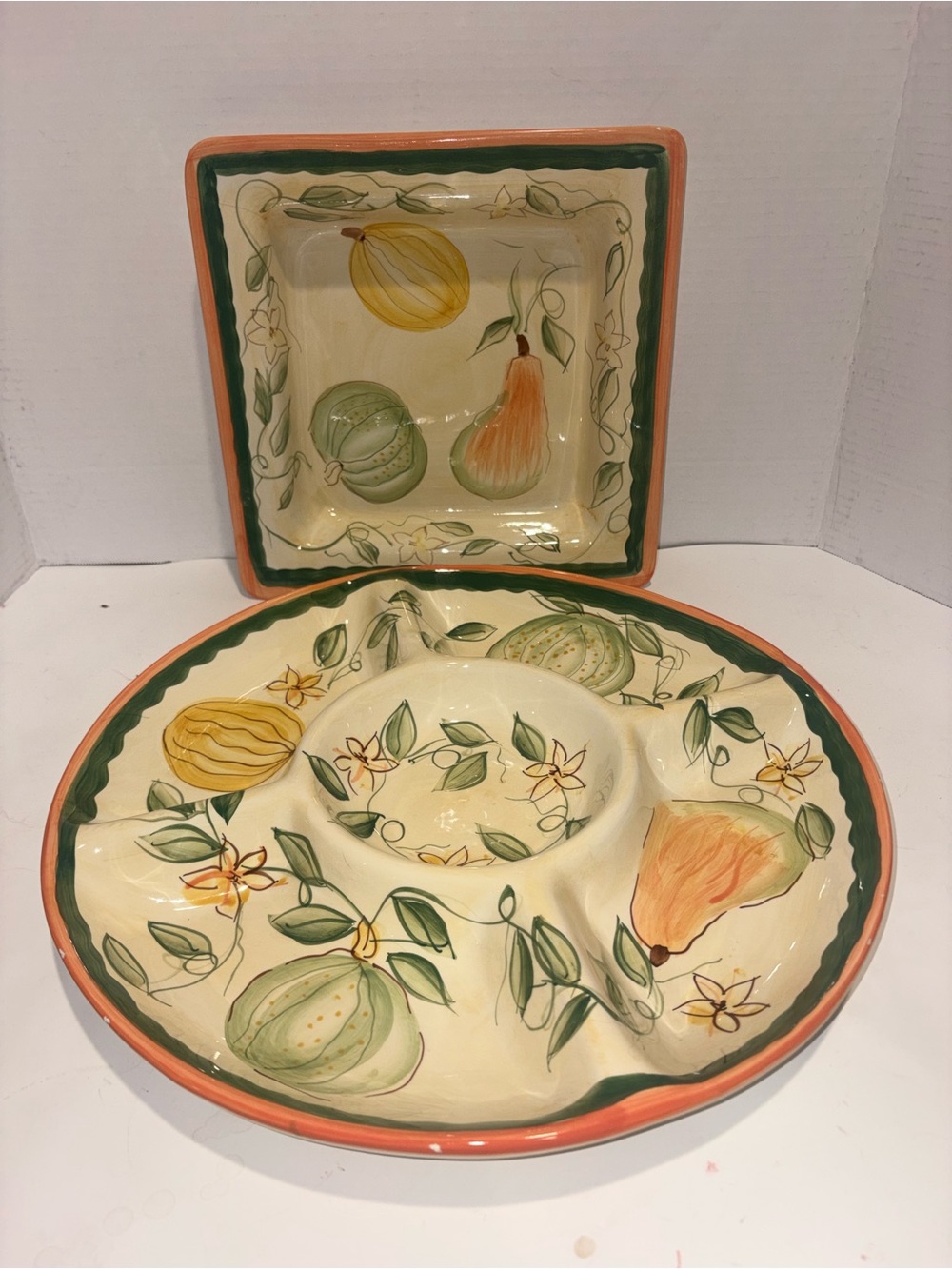 Vintage Hausenware Hand-Painted Ceramic Serving Set